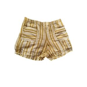 J. Jill Linen & Rayon Striped Shorts XL Yellow & White Casual Coastal